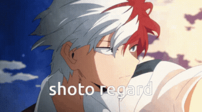 A Close Up Of A Person With The Words Shoto Regard Written On It GIF