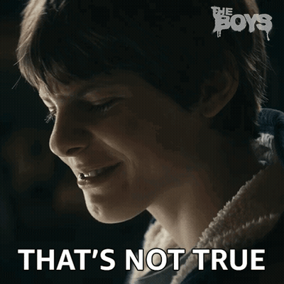 A Close Up Of A Person With The Words That 'S Not True Behind Them GIF