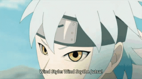 A Close Up Of A Person With The Words Wind Style Wind Say The Jutsu On The Bottom GIF