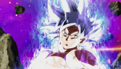 A Close Up Of A Person With White Hair And A Purple Background . GIF