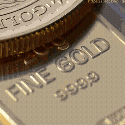 A Close Up Of A Piece Of Gold That Says Fine Gold 39.99 GIF