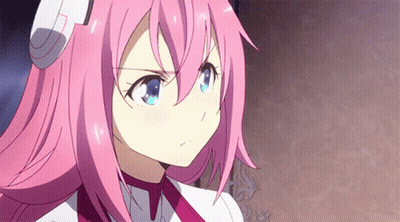 A Close Up Of A Pink Haired Anime Character GIF