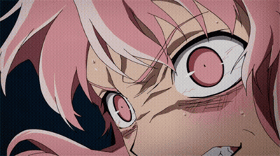 A Close Up Of A Pink Haired Anime Character 'S Face GIF