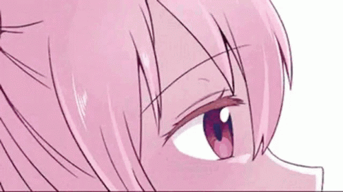 A Close Up Of A Pink Haired Anime Girl 'S Eye . GIF