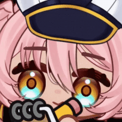A Close Up Of A Pink Haired Anime Girl Wearing A Hat And Gloves With The Letters Ccc On Them GIF