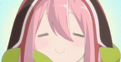 A Close Up Of A Pink Haired Anime Girl With Her Eyes Closed GIF