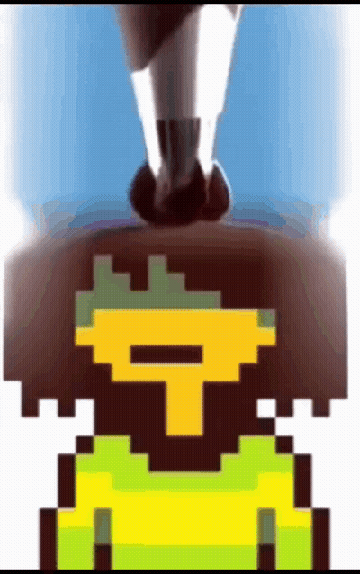 a close up of a pixel art of a person standing on top of a block .