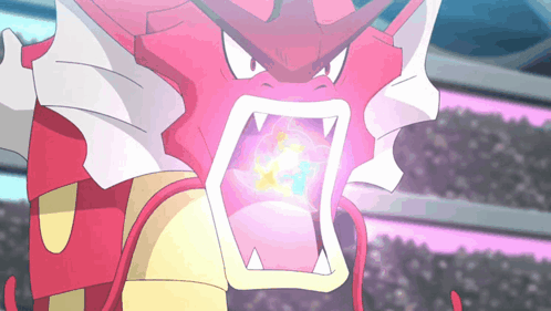 A Close Up Of A Pokemon With Its Mouth Open And Glowing GIF