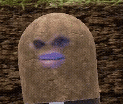 A Close Up Of A Potato With A Face On It 'S Face GIF