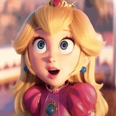 A Close Up Of A Princess Peach With A Surprised Look On Her Face GIF