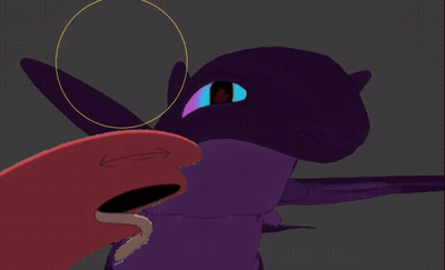 A Close Up Of A Purple Dragon With A Circle Around It GIF