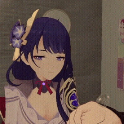 A Close Up Of A Purple Haired Anime Character GIF