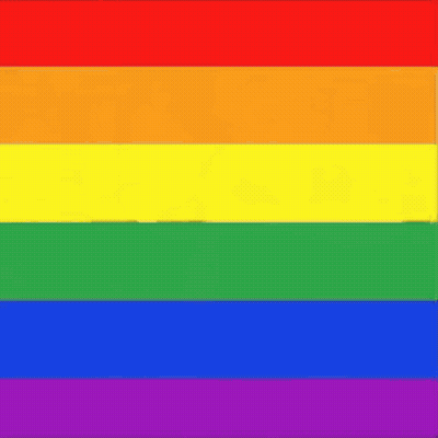 A Close Up Of A Rainbow Flag With A Blurred Image Of A Person In The Background . GIF