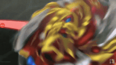 A Close Up Of A Red And Gold Cartoon Character With A Timer Displayed On The Bottom . GIF