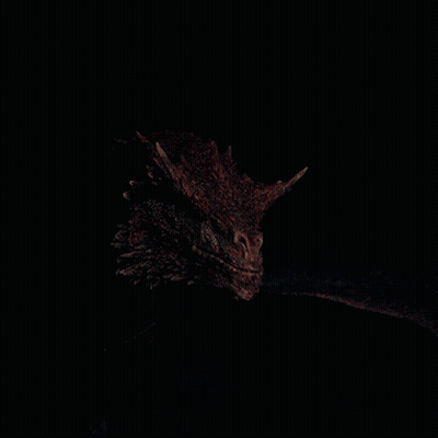 A Close Up Of A Red Dragon 'S Head With A Black Background GIF