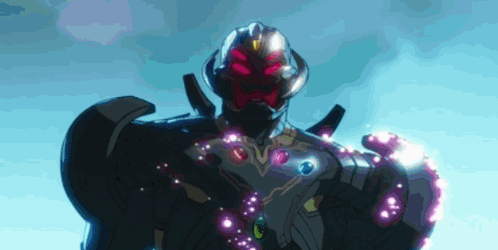 A Close Up Of A Robot With A Blue Sky Behind It GIF