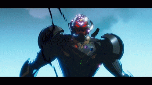 A Close Up Of A Robot With A Helmet On GIF