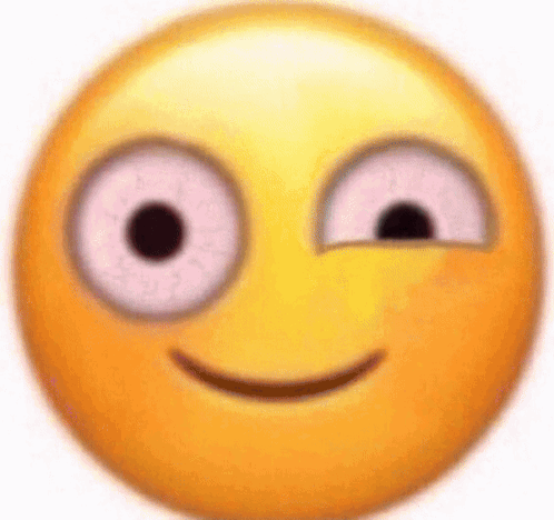 A Close Up Of A Smiley Face With Pink Eyes And A Smile . GIF