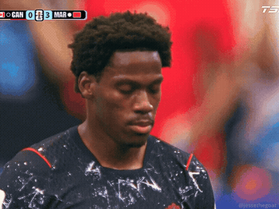 A Close Up Of A Soccer Player 'S Face With A Score Of 0-3 GIF