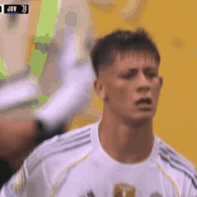 A Close Up Of A Soccer Player 'S Face With The Word Juv On The Bottom GIF