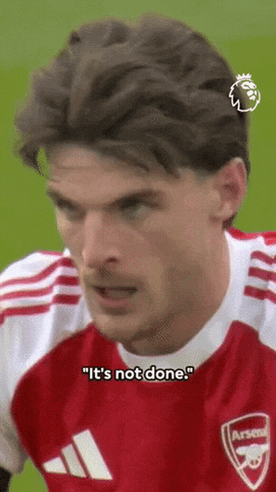 A Close Up Of A Soccer Player 'S Face With The Words `` It 'S Not Done '' Written Below It . GIF