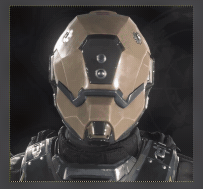 A Close Up Of A Soldier 'S Helmet With The Letter P On It GIF