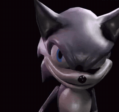A Close Up Of A Sonic The Hedgehog 'S Face With A Black Background . GIF