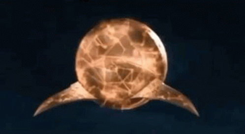 A Close Up Of A Sphere With Wings On A Blue Background . GIF