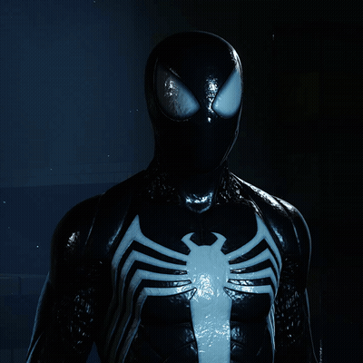 A Close Up Of A Spider Man 'S Face And Chest GIF