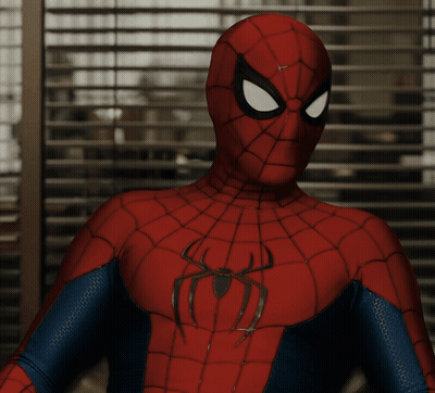 A Close Up Of A Spider Man 'S Face And Chest GIF