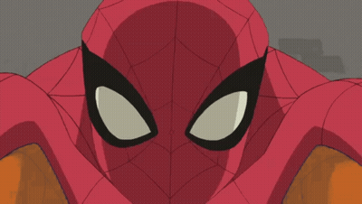 A Close Up Of A Spider Man 'S Face GIF