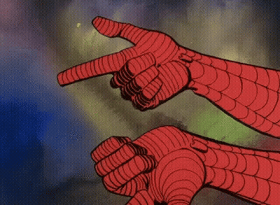 A Close Up Of A Spider-Man 'S Hands Holding A Spider Web . GIF