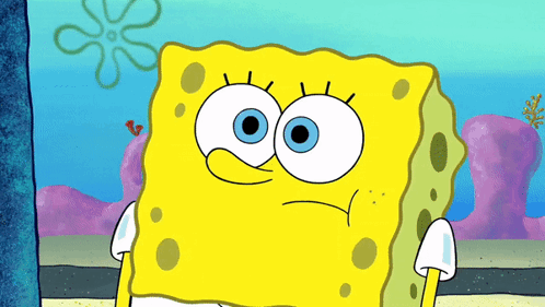 A Close Up Of A Spongebob Squarepants Character With Blue Eyes GIF