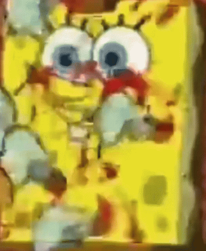A Close Up Of A Spongebob Squarepants Drawing With A Blurry Background GIF