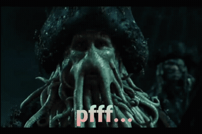 A Close Up Of A Squid With The Word Pfff Written In Pink GIF
