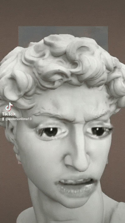 A Close Up Of A Statue 'S Face With Tiktok Written On The Bottom Right GIF