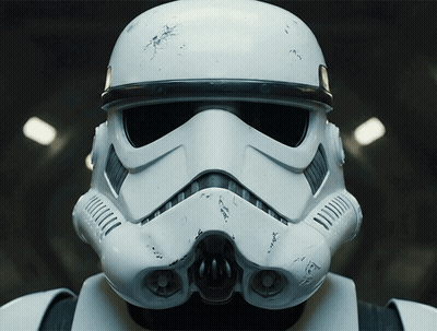 A Close Up Of A Storm Trooper Helmet With A Black Stripe GIF