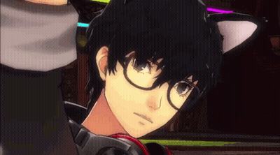 A Close Up Of A Video Game Character With Cat Ears On His Head GIF
