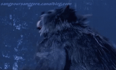 A Close Up Of A Werewolf With Its Mouth Open And The Website Sangpoursaure.canalblog.com Visible In The Corner GIF