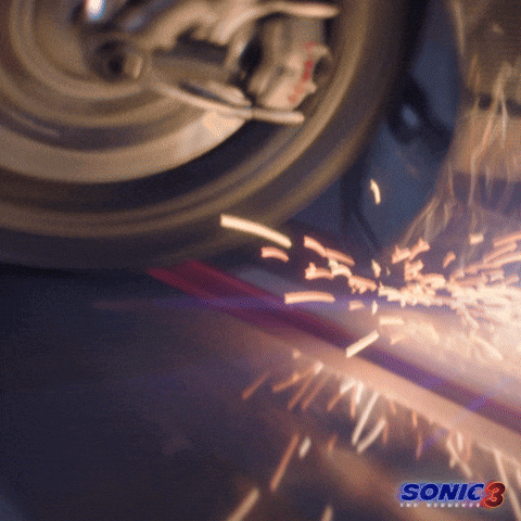 A Close Up Of A Wheel With A Sonic 3 Logo On The Bottom GIF