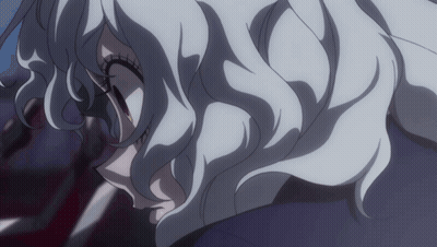 A Close Up Of A White Haired Anime Character GIF