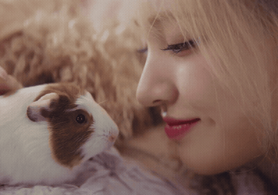 A Close Up Of A Woman And A Guinea Pig GIF