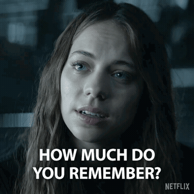 A Close Up Of A Woman Asking How Much Do You Remember From Netflix GIF