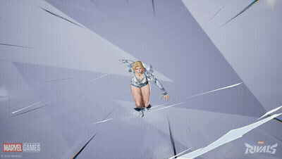 A Close Up Of A Woman 'S Breasts In A Marvel Games Advertisement GIF