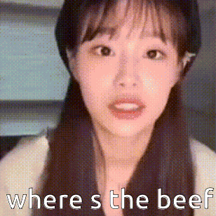 A Close Up Of A Woman 'S Face And The Words `` Where 'S The Beef '' . GIF