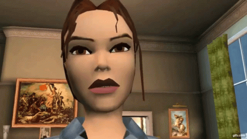 Close Up Woman's Face With Painting In Background GIF