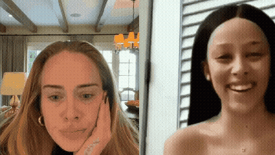 A Close Up Of A Woman 'S Face Next To A Close Up Of A Woman 'S Face Without Makeup GIF