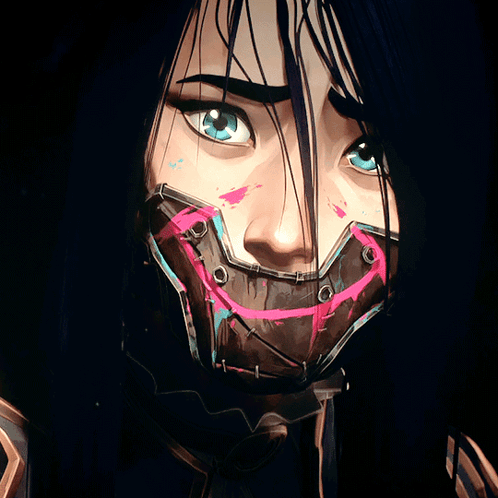 A Close Up Of A Woman 'S Face Wearing A Mask GIF