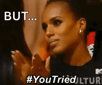 A Close Up Of A Woman 'S Face With A Caption That Says `` But ... '' GIF
