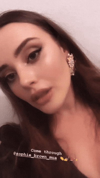 A Close Up Of A Woman 'S Face With A Caption That Says Come Through @Sophie_brown_mua GIF